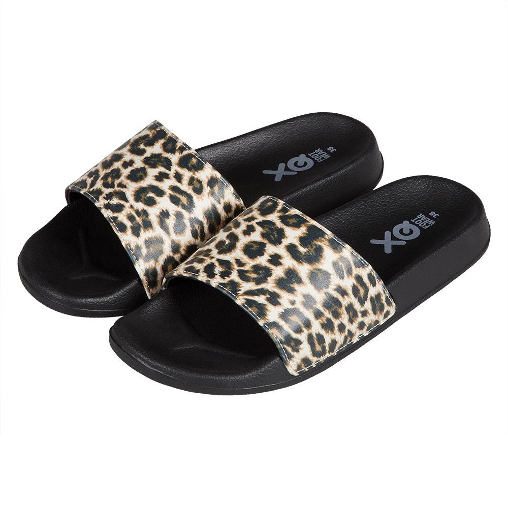 XQ Badslippers Dames Panter Print 