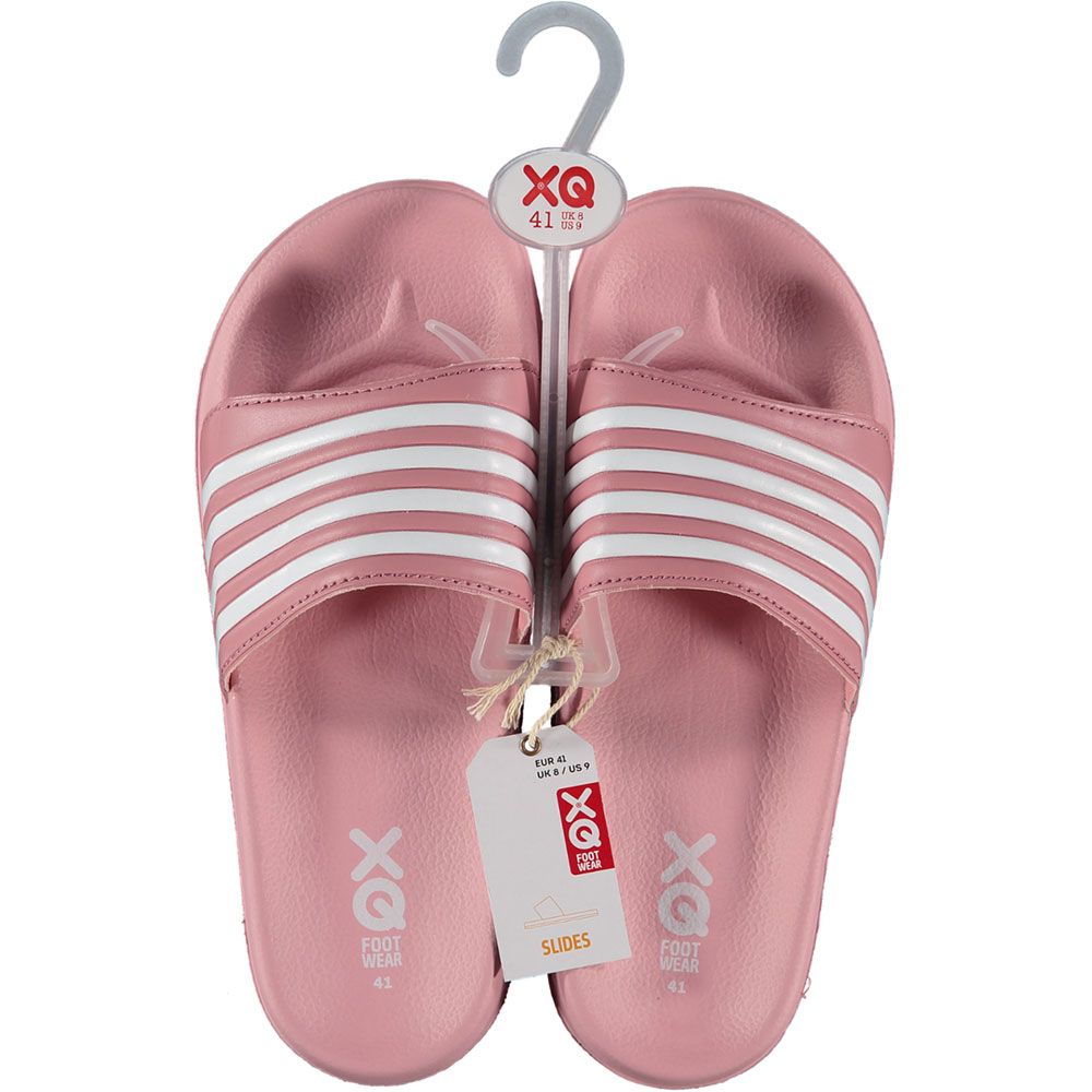 XQ Badslippers Dames Gestreept Roze/Wit 