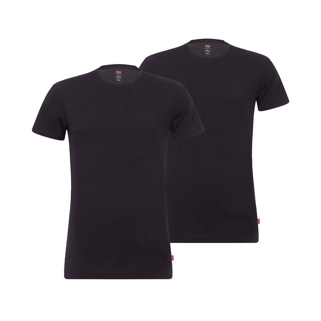 Levi's t-shirt heren Solid Crew 2-Pack Jet Black 