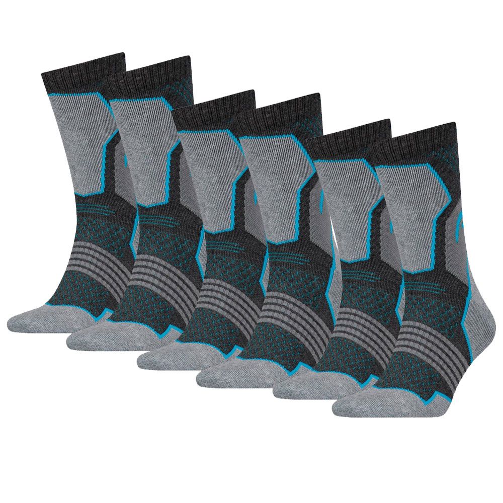 HEAD Wandesokken Hiking Crew sokken 6-pack Unisex Grey/blue