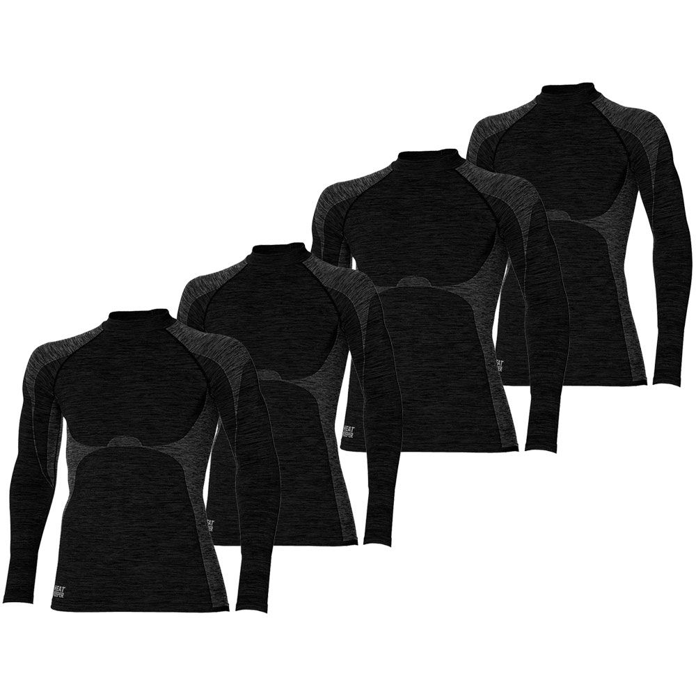 Heatkeeper Thermoshirt Lange Mouw Heren Premium 4-pack Zwart Melange