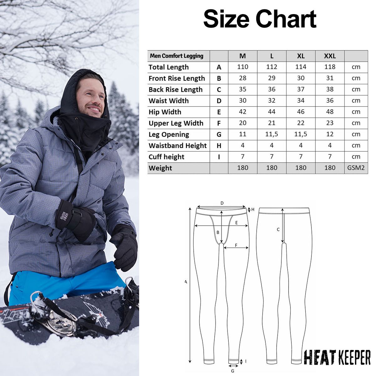 Heatkeeper Thermo Legging Heren Comfort Antraciet Melange