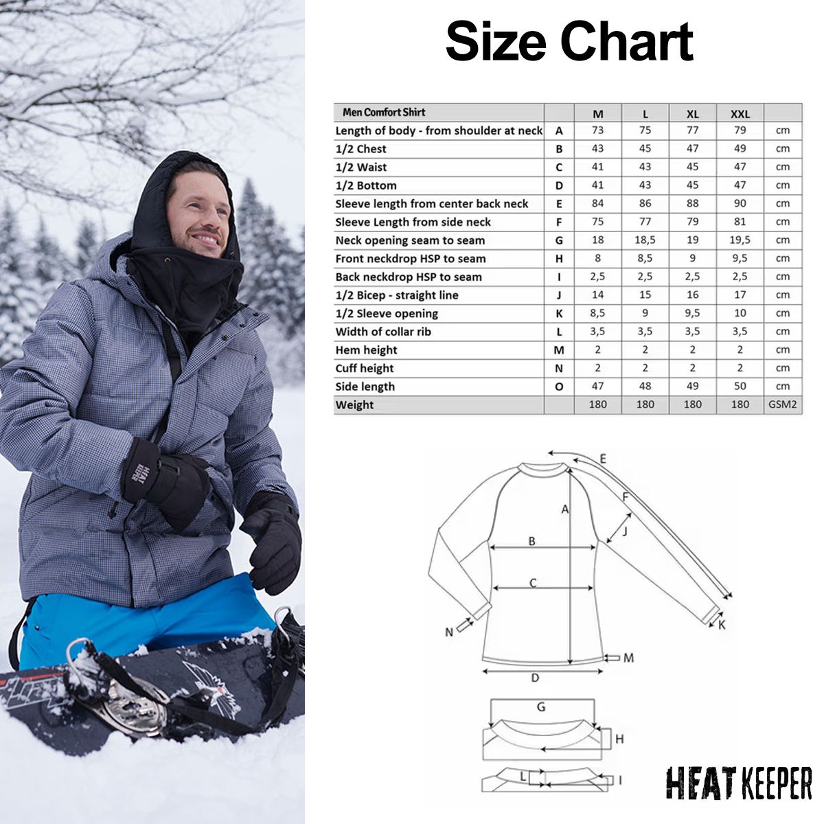 Heatkeeper Thermoshirt Lange Mouw Heren Comfort Antraciet Melange