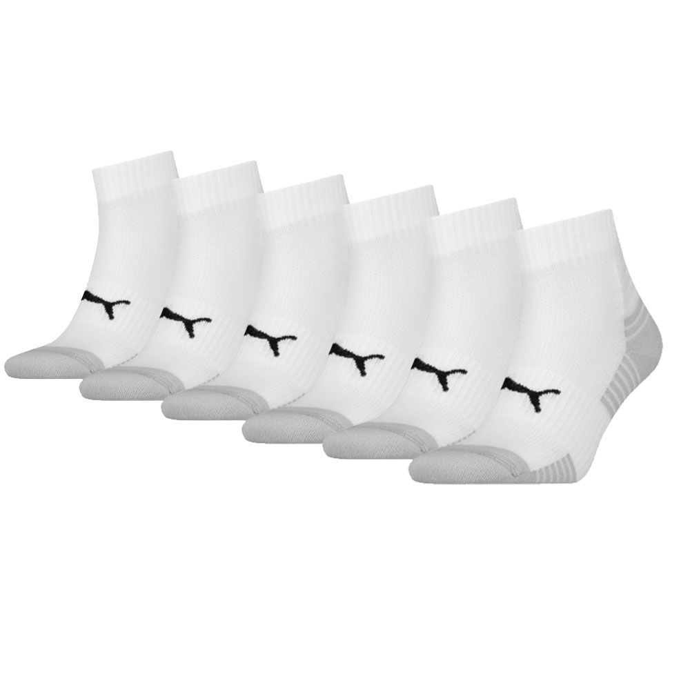 Puma Sport Cushioned Quartersokken 6-pack Wit