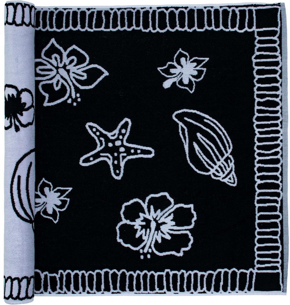 The One Towelling Strandhanddoek Hawaii 90 x 190cm Black / White