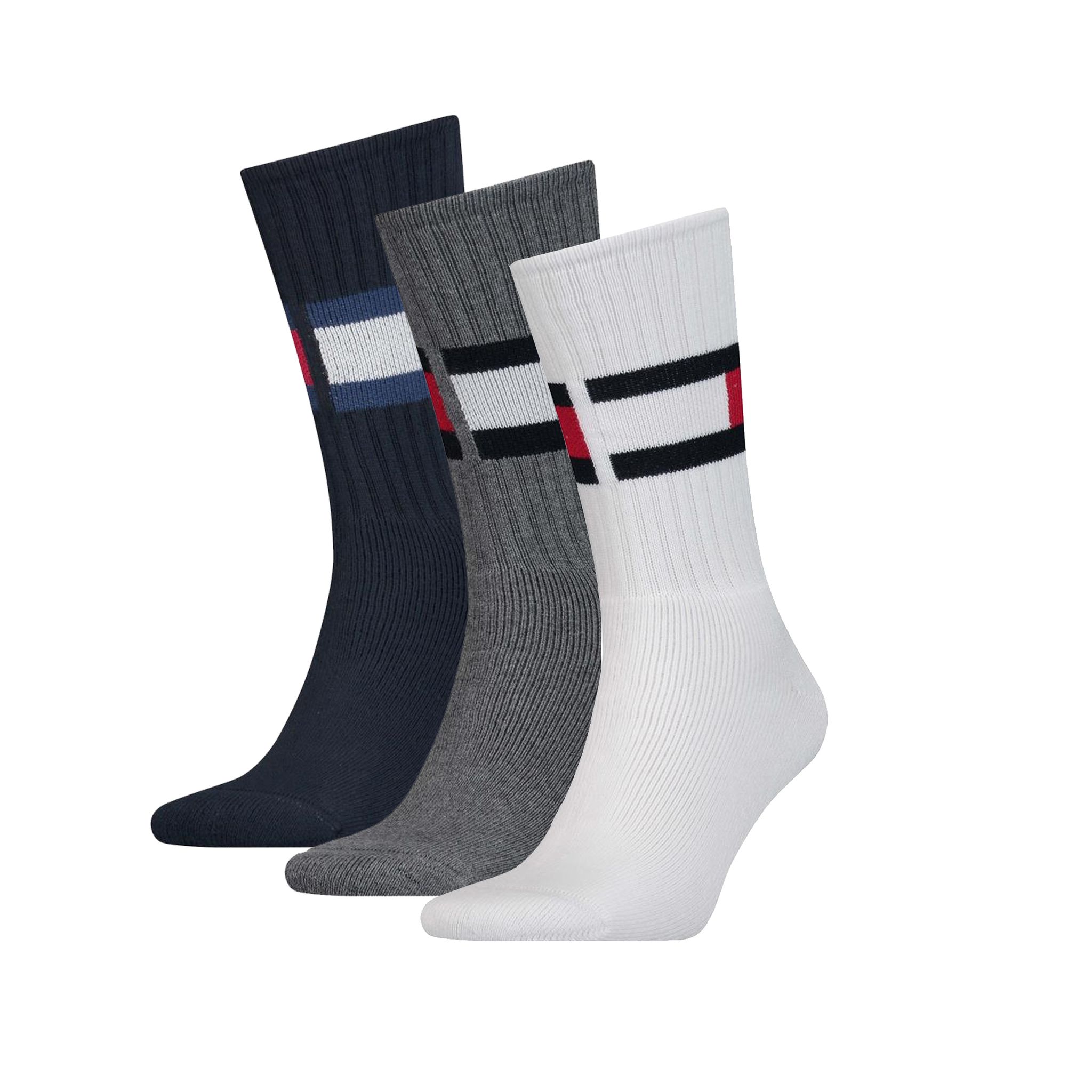 Tommy Hilfiger Sokken 3-pack Flag Middle Grey Melange/Navy/White