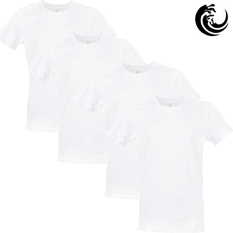 Vinnie-G Heren T-shirt Ronde hals Wit 4-pack