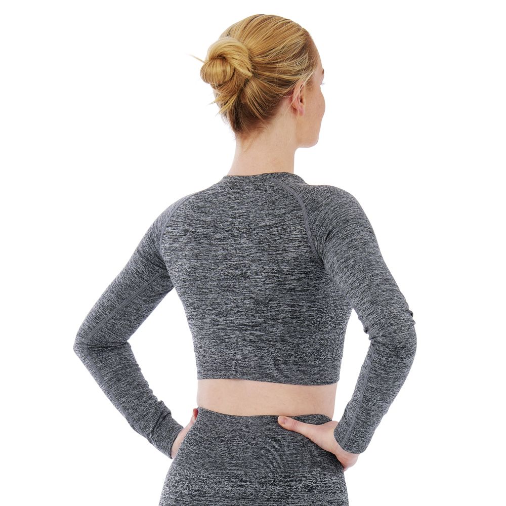 Xtreme Sportswear Croptop lange mouwen Dames Antraciet Melange