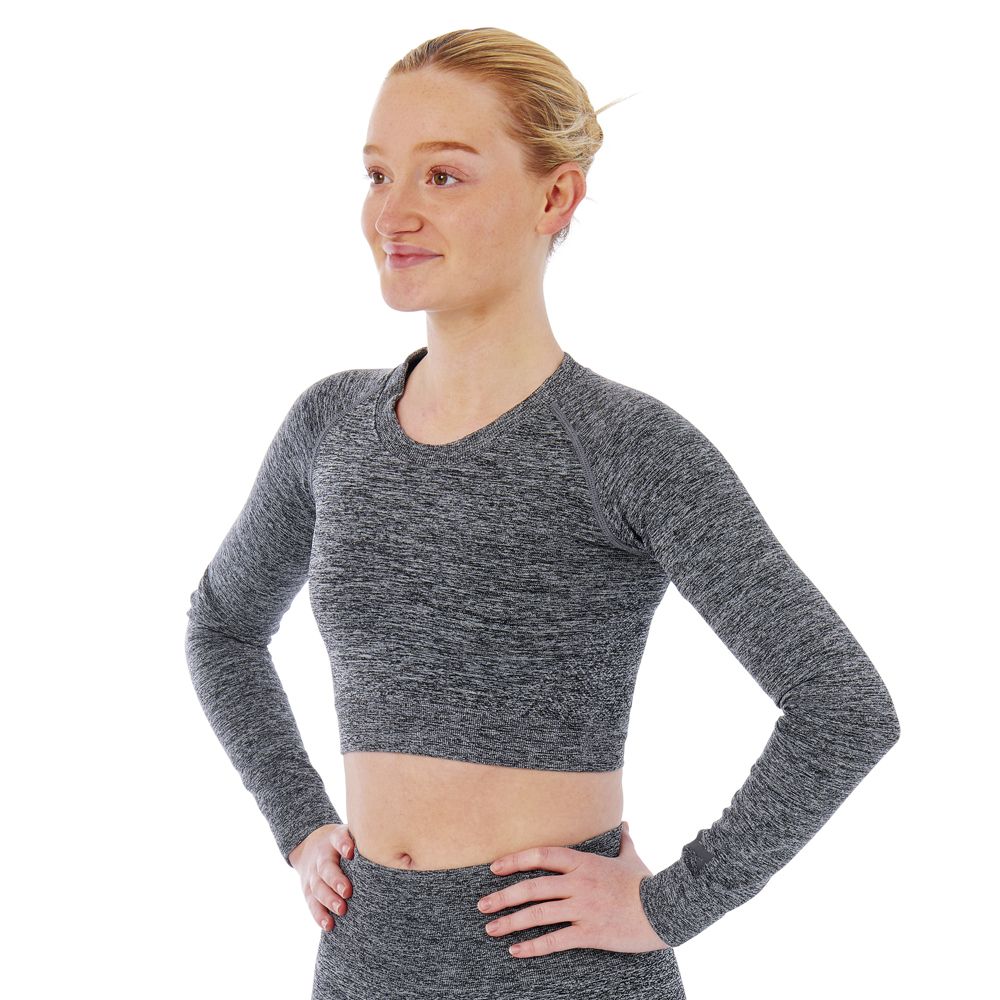 Xtreme Sportswear Croptop lange mouwen Dames Antraciet Melange