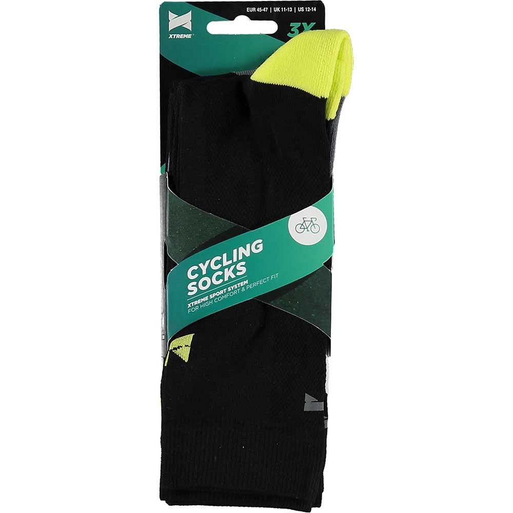 Xtreme Fietssokken Crew 3-pack Multi Black