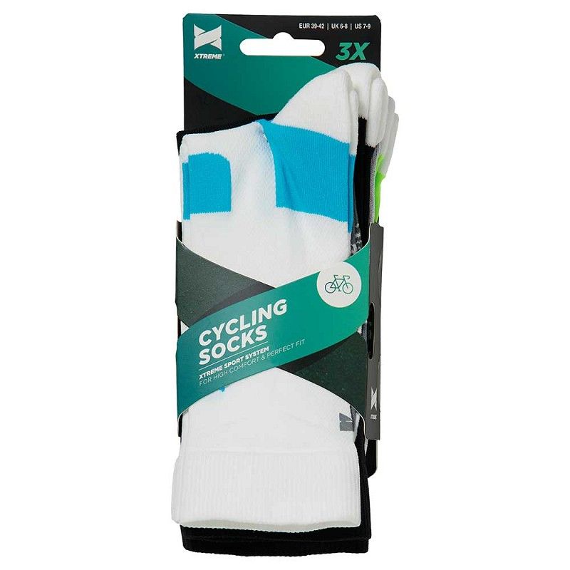 Xtreme Fietssokken Crew 3-pack Multi White