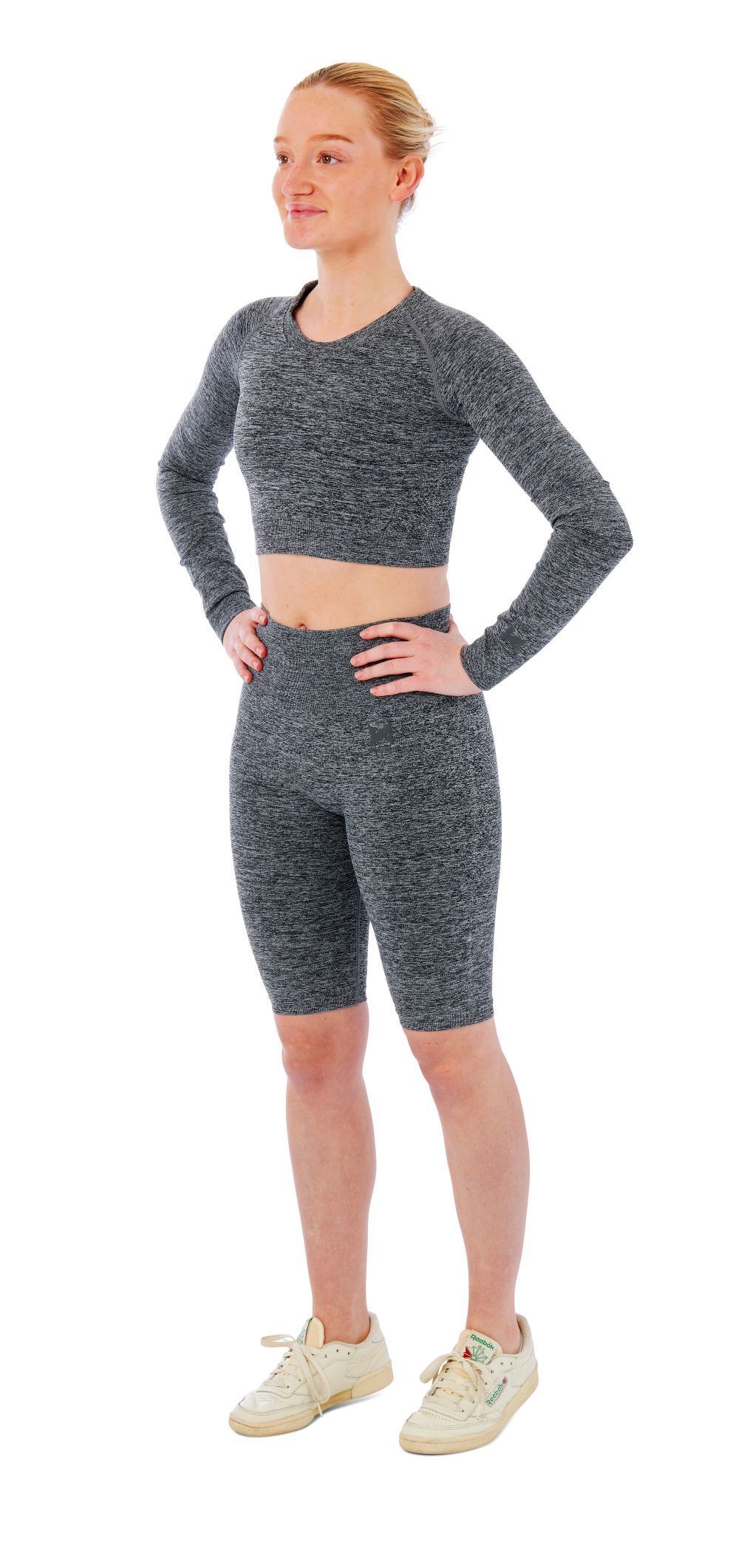 Xtreme Sportswear Dames Sportset - Korte Sportlegging + Sport Croptop - Antraciet Melange