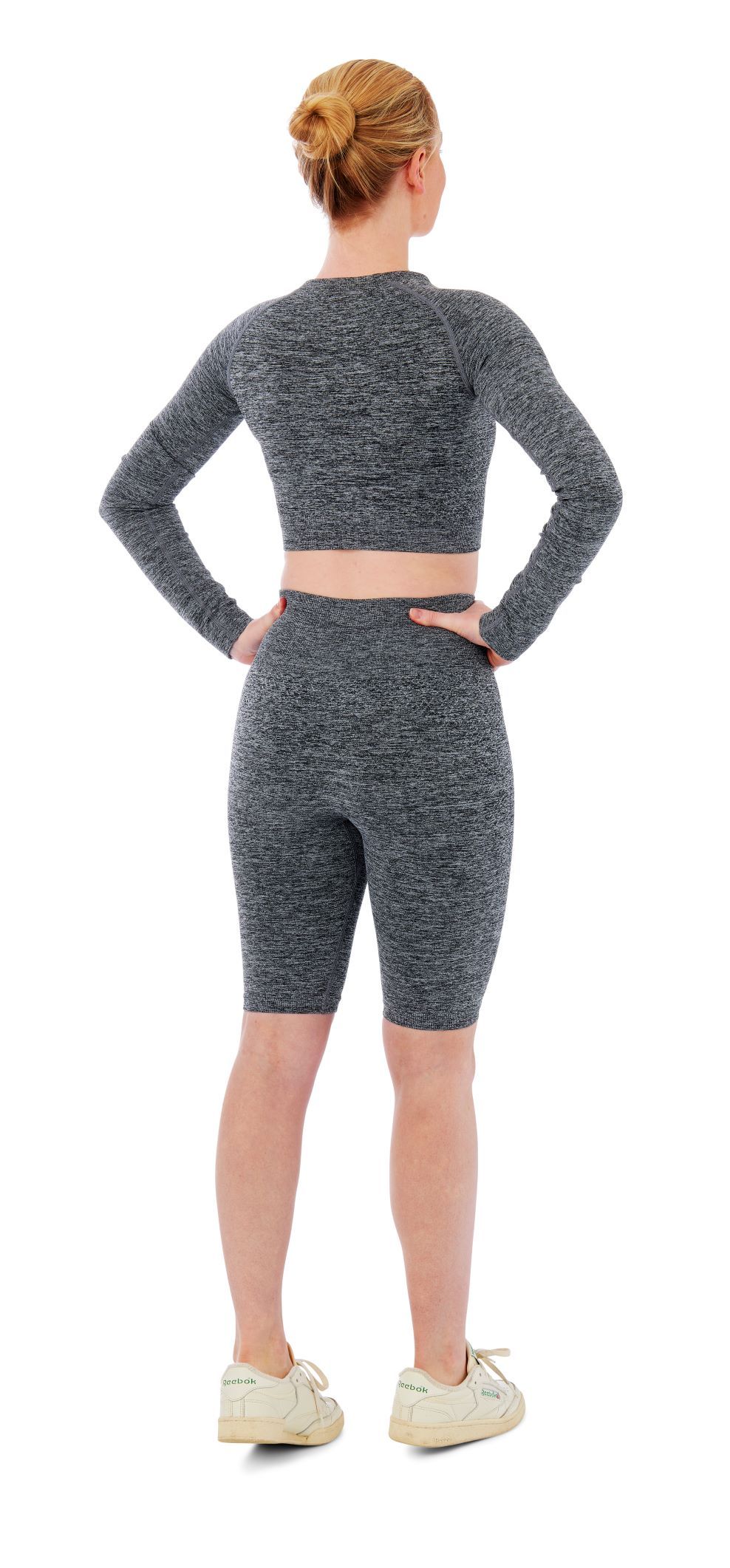 Xtreme Sportswear Dames Sportset - Korte Sportlegging + Sport Croptop - Antraciet Melange