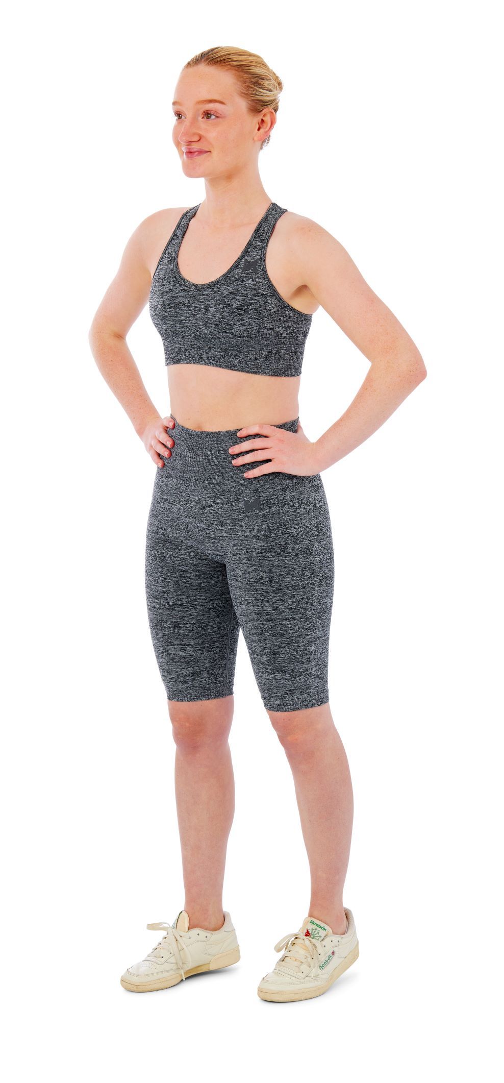 Xtreme Sportswear Dames Sportset - Korte Sportlegging + Sporttop - Antraciet Melange