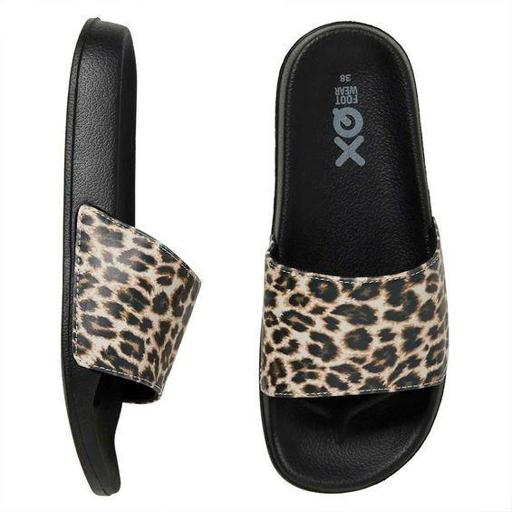 XQ Badslippers Dames Panter Print 