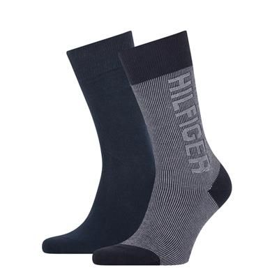 Tommy Hilfiger Sokken Seasonal Rib Logo Navy 2-Pack