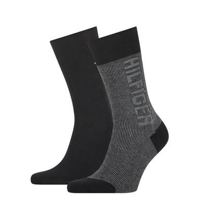 Tommy Hilfiger Sokken Seasonal Rib Logo Black 2-Pack