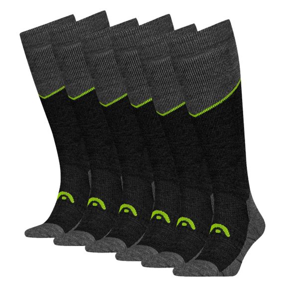 HEAD Skisokken Kneehigh 6-pack Grey Melange / Lime