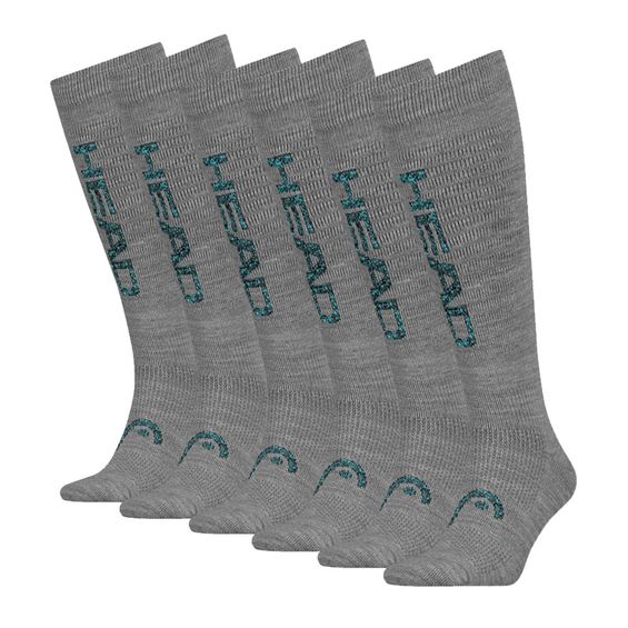 HEAD Skisokken Unisex Logo Kneehigh 6-pack Middle Grey Melange/Blue