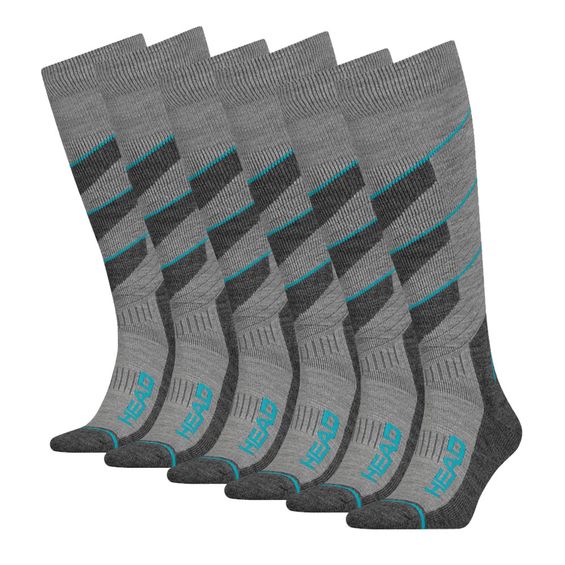 HEAD Skisokken Unisex V-Shape Kneehigh 6-pack Middle Grey Melange/Blue