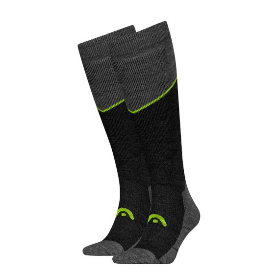 HEAD Skisokken Kneehigh 2-pack Grey Melange / Lime