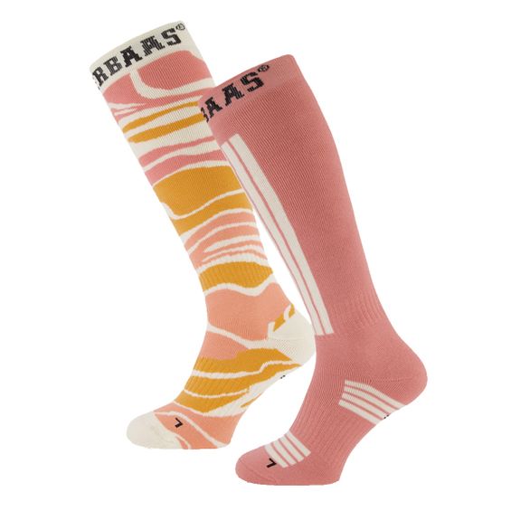 Poederbaas Skisokken 2-pack Zebra Pink