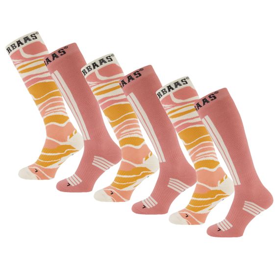 Poederbaas Skisokken 6-pack Zebra Pink