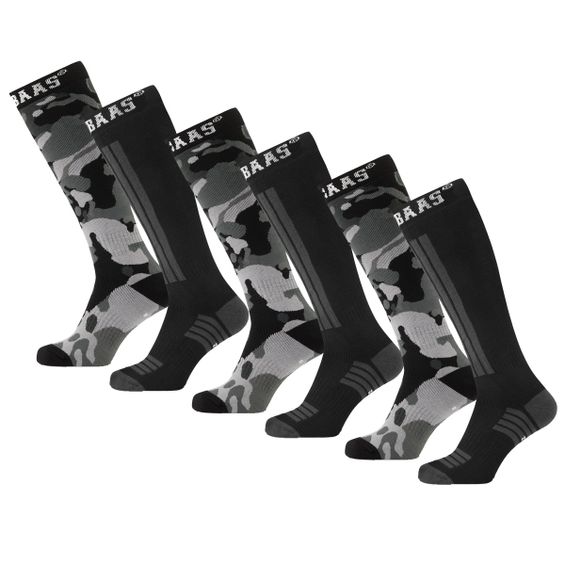 Poederbaas Skisokken 6-pack Camo Black