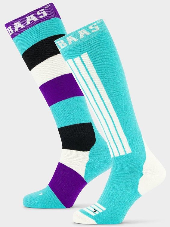 Poederbaas Skisokken 2-pack Striped Mint