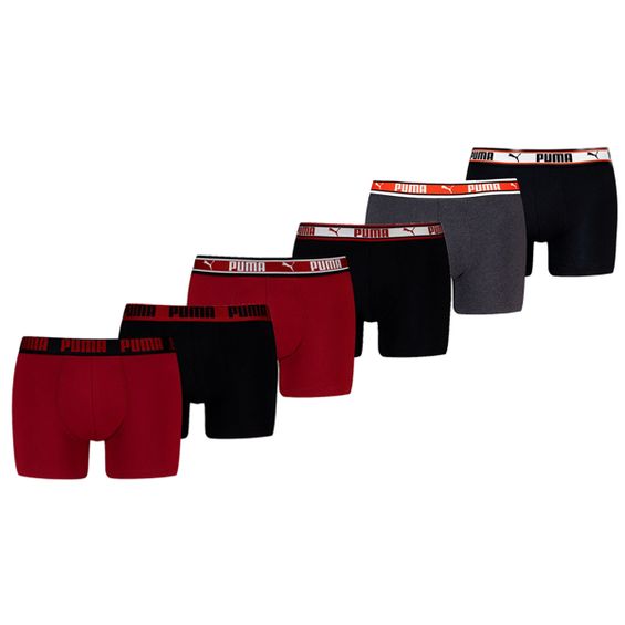 Puma Boxershorts 6-pack Burgundy / Black