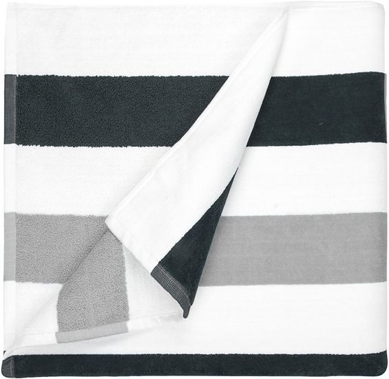 The One Towelling Strandhanddoek 90 x 190 cm Stripe Anthracite/light grey