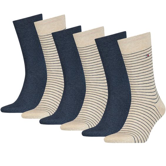 Tommy Hilfiger Sokken Heren Small Stripe 6-pack Beige Melange